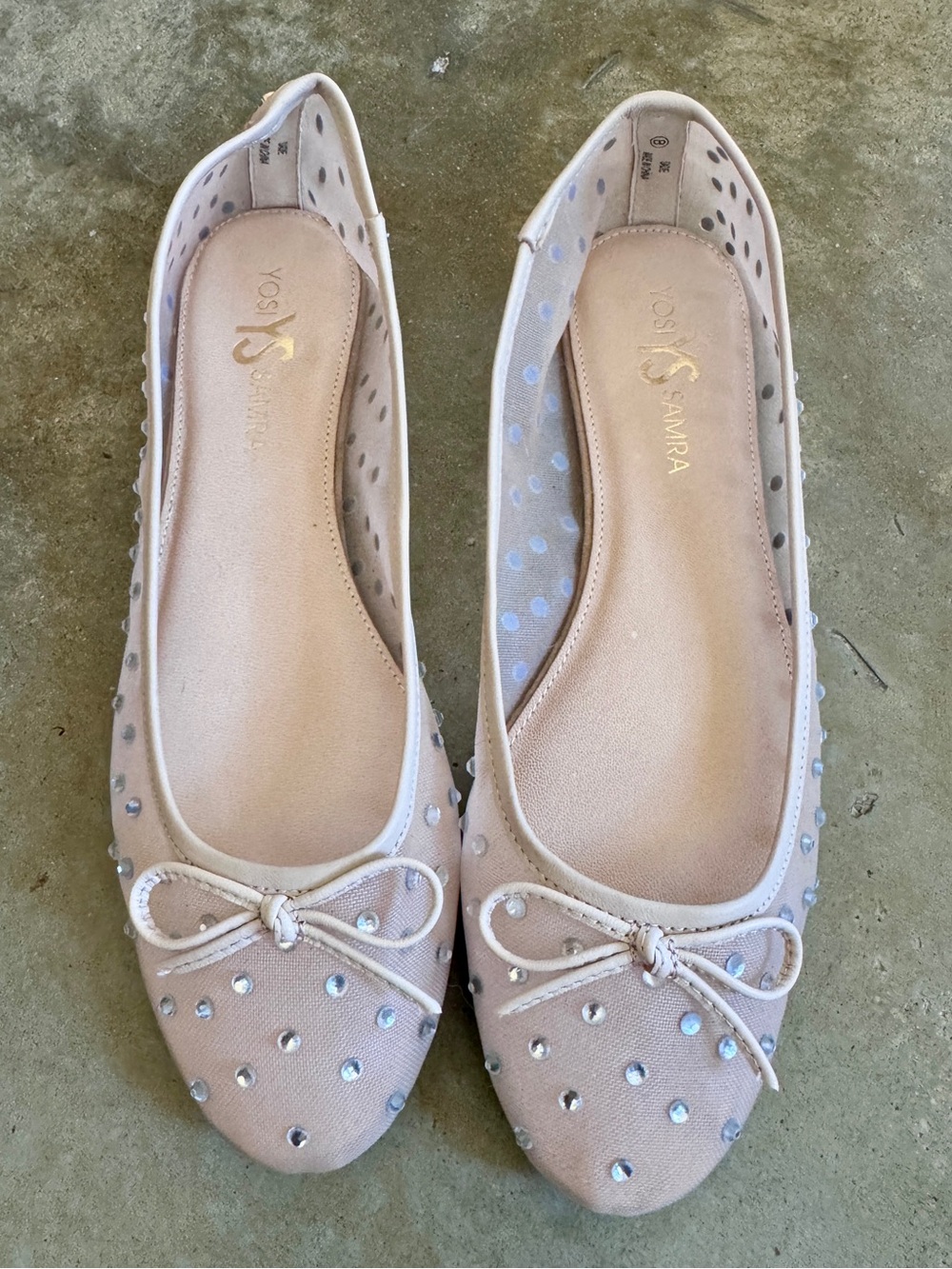 BN Yosi Samra Blush Mesh Studded Ballet Flats - 8